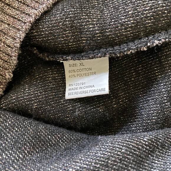 True Rock Brown Quarter Zip Sweater Long Sleeve Cotton Blend Knit Menswear Sz XL - Picture 7 of 10